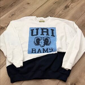 URI Rams White and Navy Crewneck Sweater